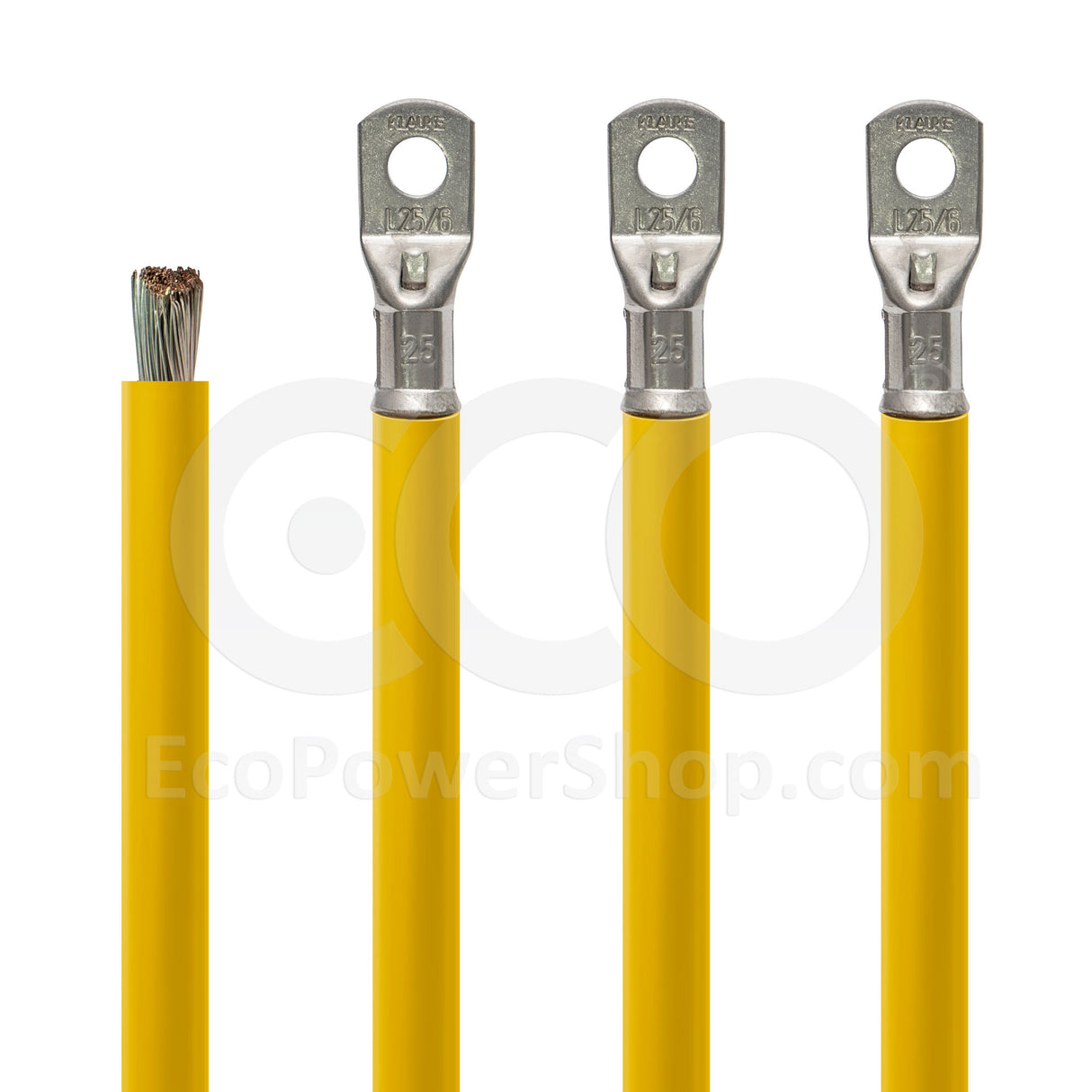Yellow 25mm sq oceanflex battery cable and klauke crimped connectors