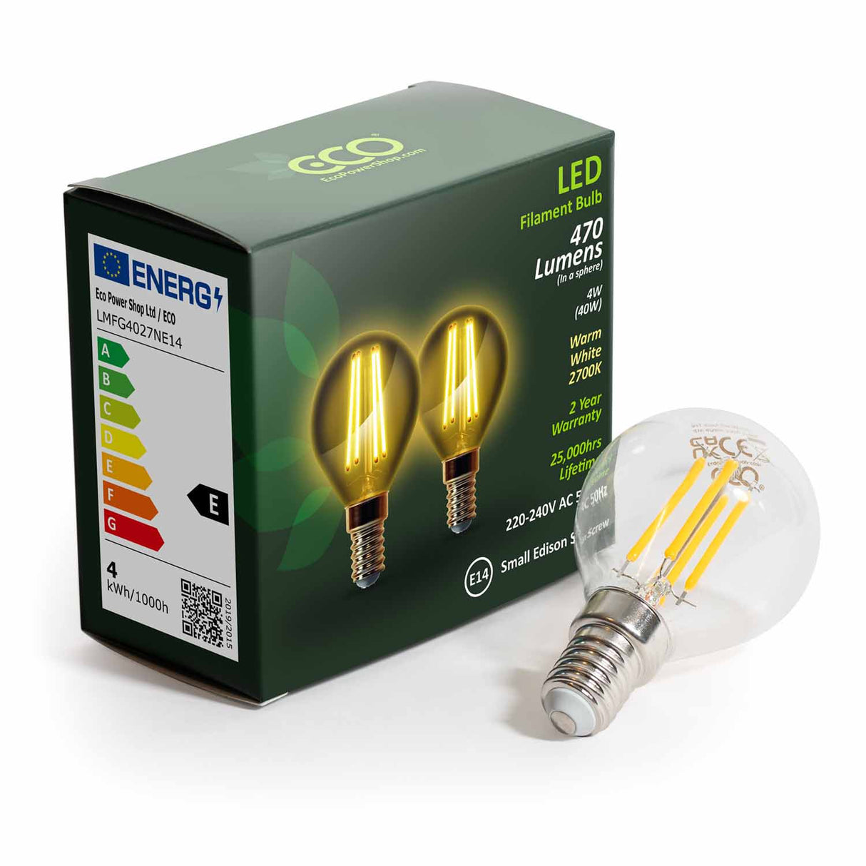 ECO Golf Ball E14 LED bulb and 2-pack box