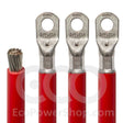 Red battery cables with tinned copper terminal connectors on a white background, featuring the EcoPowerShop.com logo.