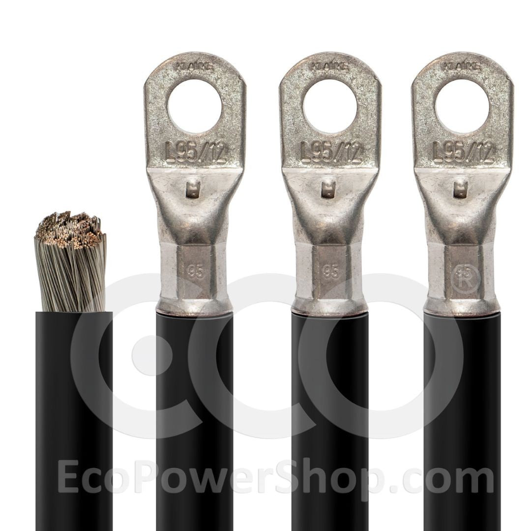 Black 120 sq.mm battery cable with connectors