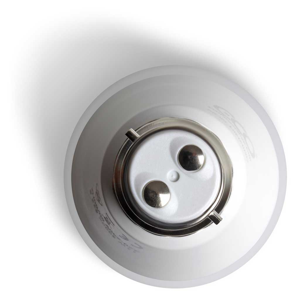 Close-up of a B22 bulb cap on a white background