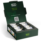 Open Box of 8 ECO Bulbs showing the Eco Power Shop logo