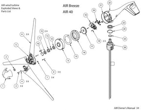 Spare parts diagram for AIR Breeze and IR40 turbines